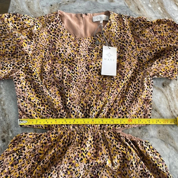 WAYF Plaza Cutout Puff Sleeve Tiered Maxi Dress Animal Print - Picture 6 of 10